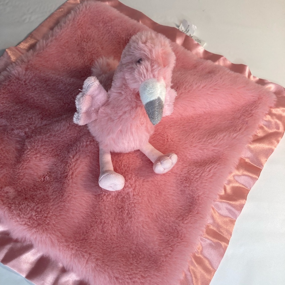 Cloud Island Pink Flamingo Plush Security Blanket Lovey Satin Trim